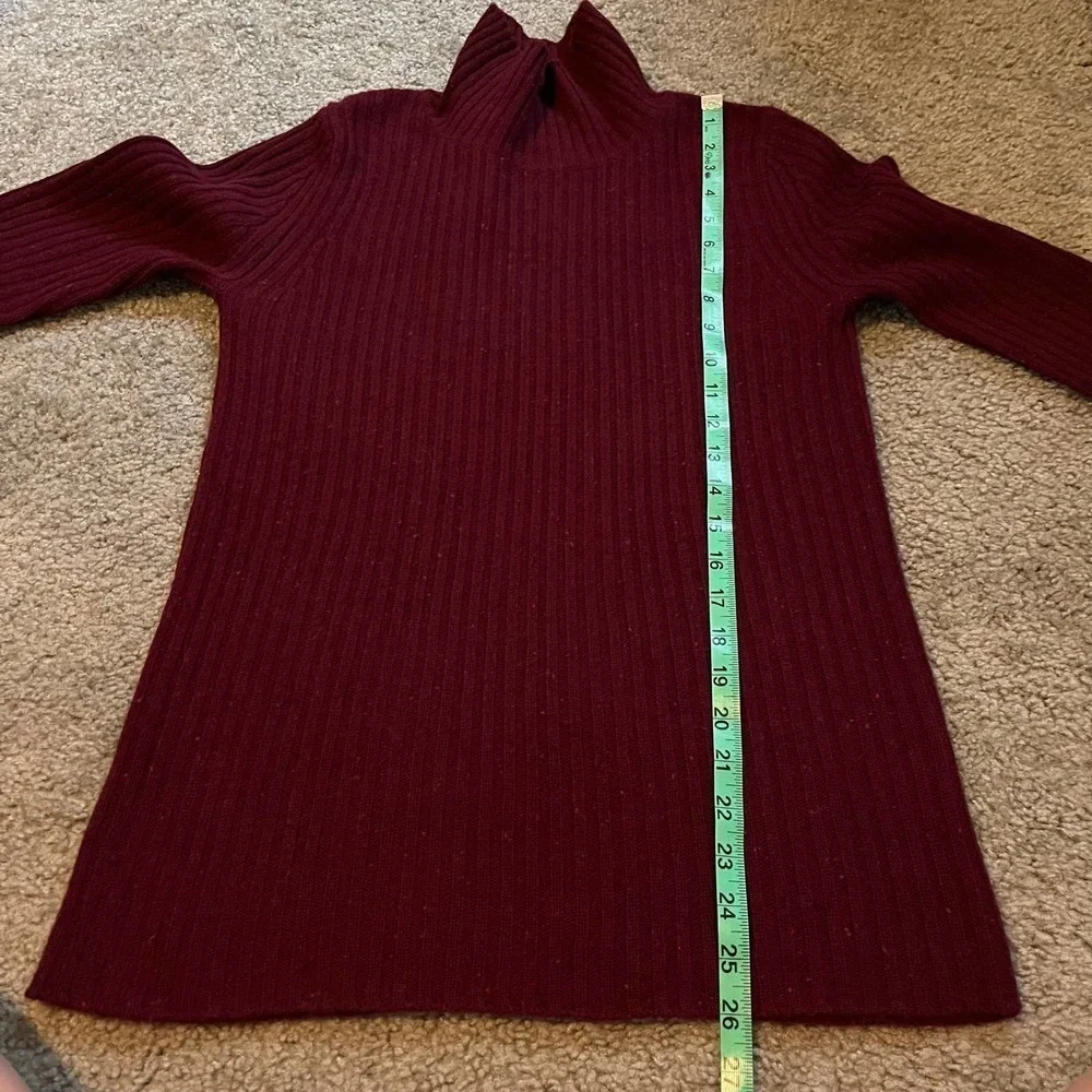 Something navy heathered‎ burgundy mock / turtleneck wool cashmere sweater small
